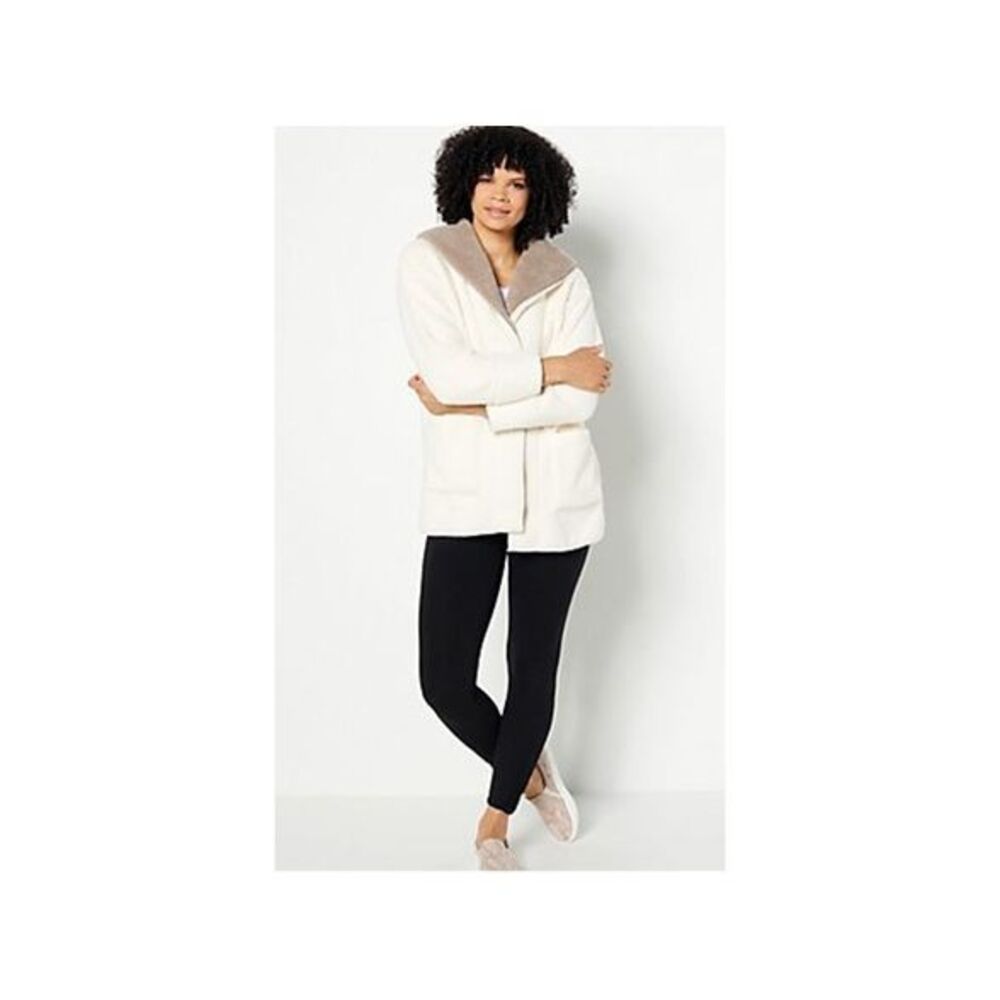Koolaburra by UGG Sherpa Fleece Shawl Collar Cardigan jacket cream 2X NEW